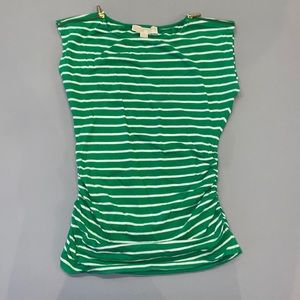 Michael Kors green striped zipper top size S